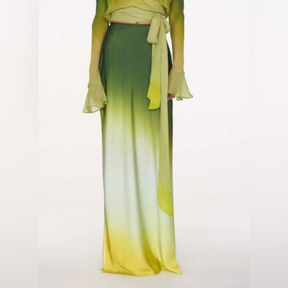 Rat & Boa Cypress Green and Yellow Ombre Maxi Skirt - Picture 1 of 8